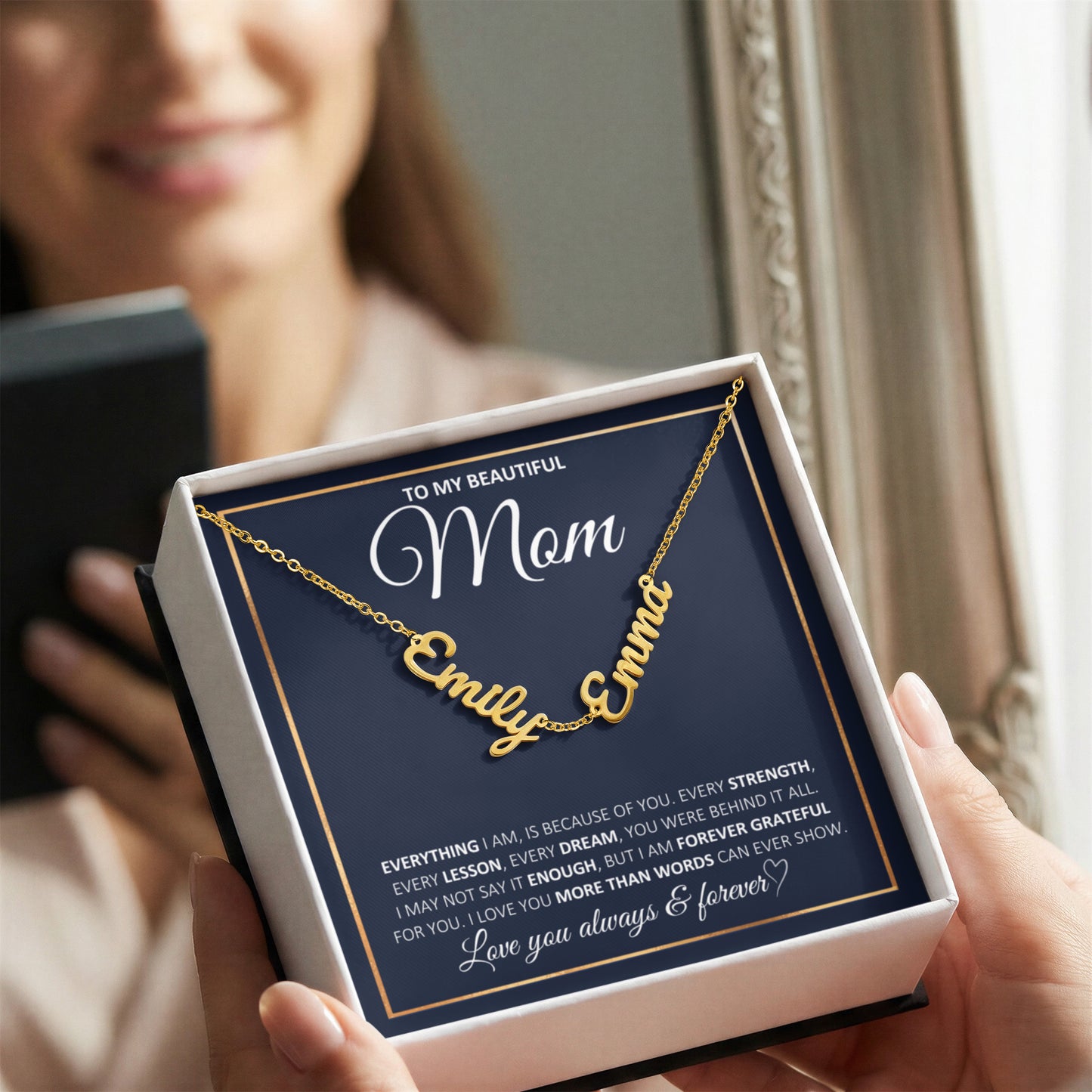 To My Beautiful Mom-Love You Always & Forever-Multi Name Necklace