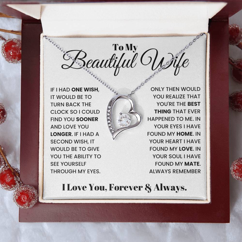 To My Beautiful Wife-Turn Back Time-Forever Love  Necklace