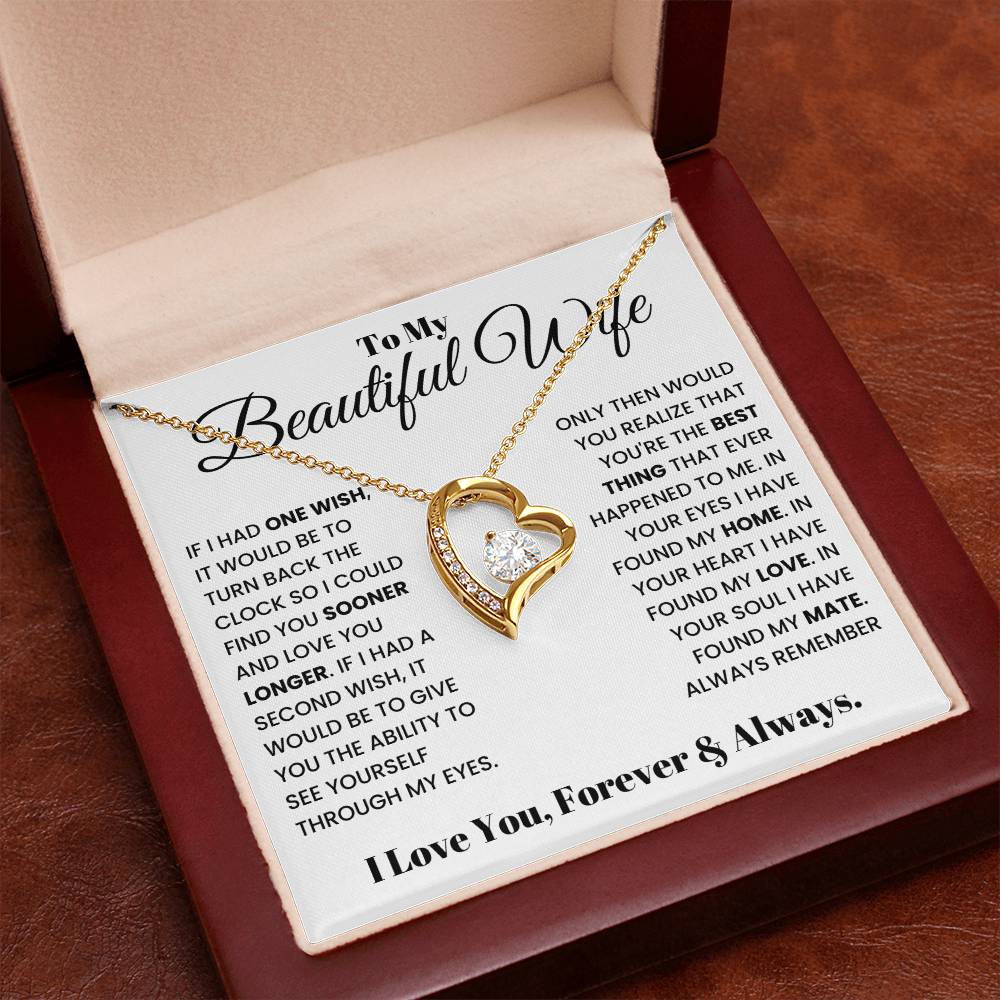 To My Beautiful Wife-Turn Back Time-Forever Love  Necklace