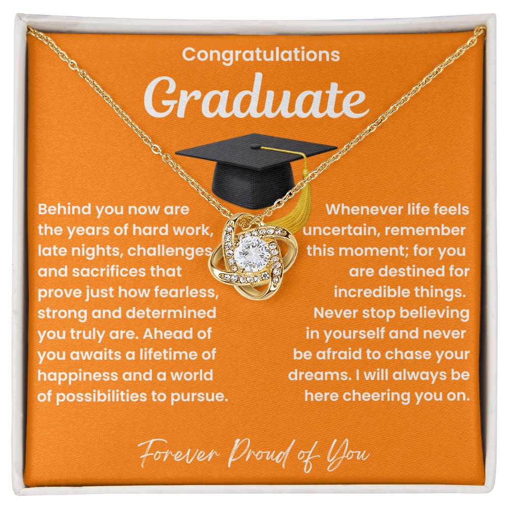 Congratulations Graduate-I Will Always Be Cheering You On-Love Knot Necklace