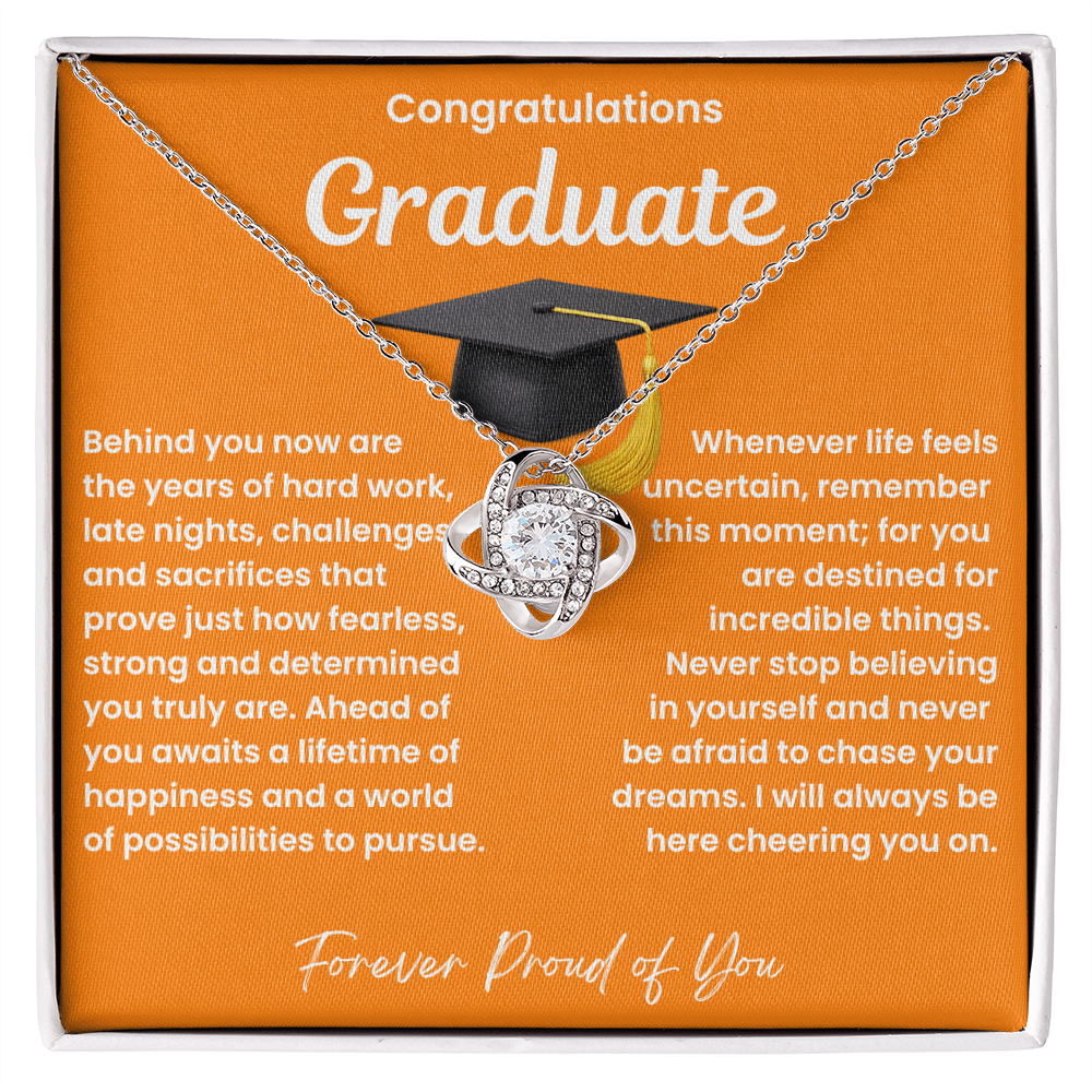 Congratulations Graduate-I Will Always Be Cheering You On-Love Knot Necklace