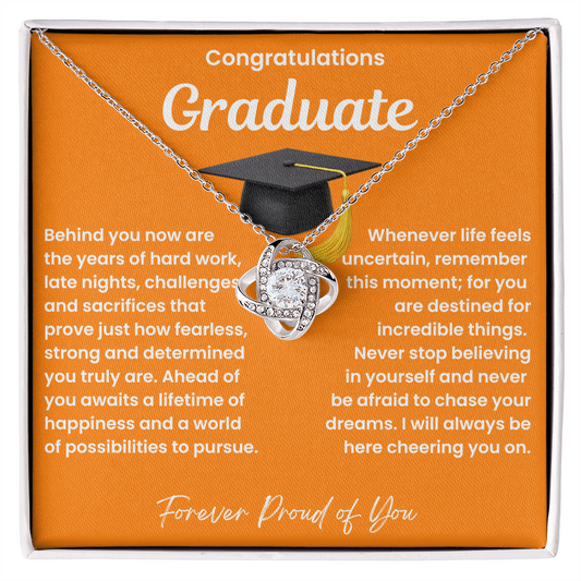 Congratulations Graduate-I Will Always Be Cheering You On-Love Knot Necklace