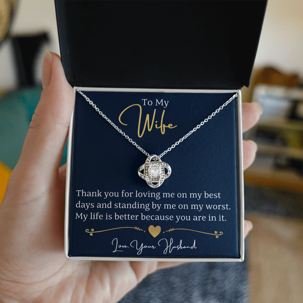 To My Wife - Love Knot Necklace - My Life Is Better