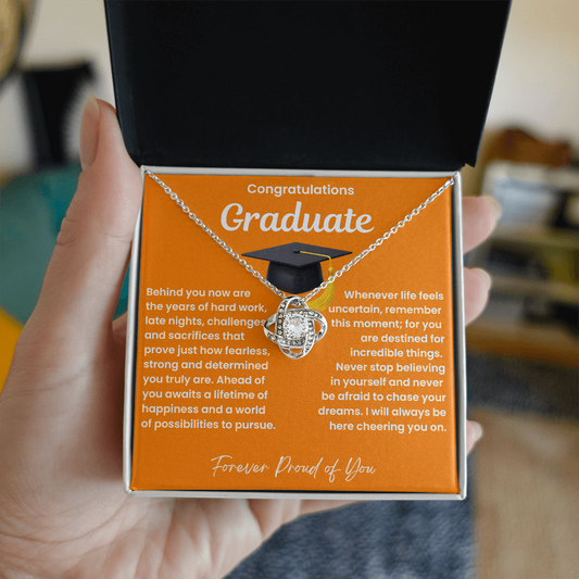 Congratulations Graduate-I Will Always Be Cheering You On-Love Knot Necklace