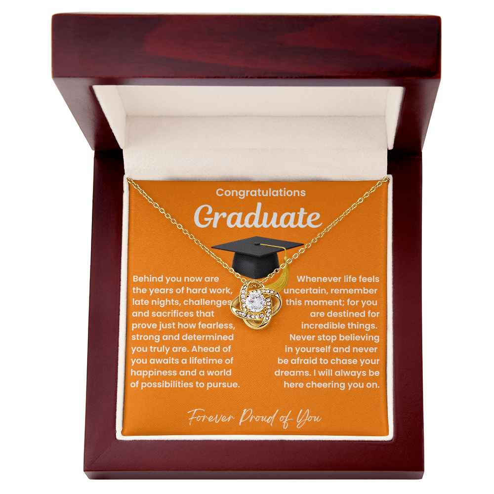 Congratulations Graduate-I Will Always Be Cheering You On-Love Knot Necklace