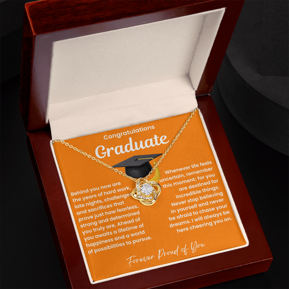 Congratulations Graduate-I Will Always Be Cheering You On-Love Knot Necklace