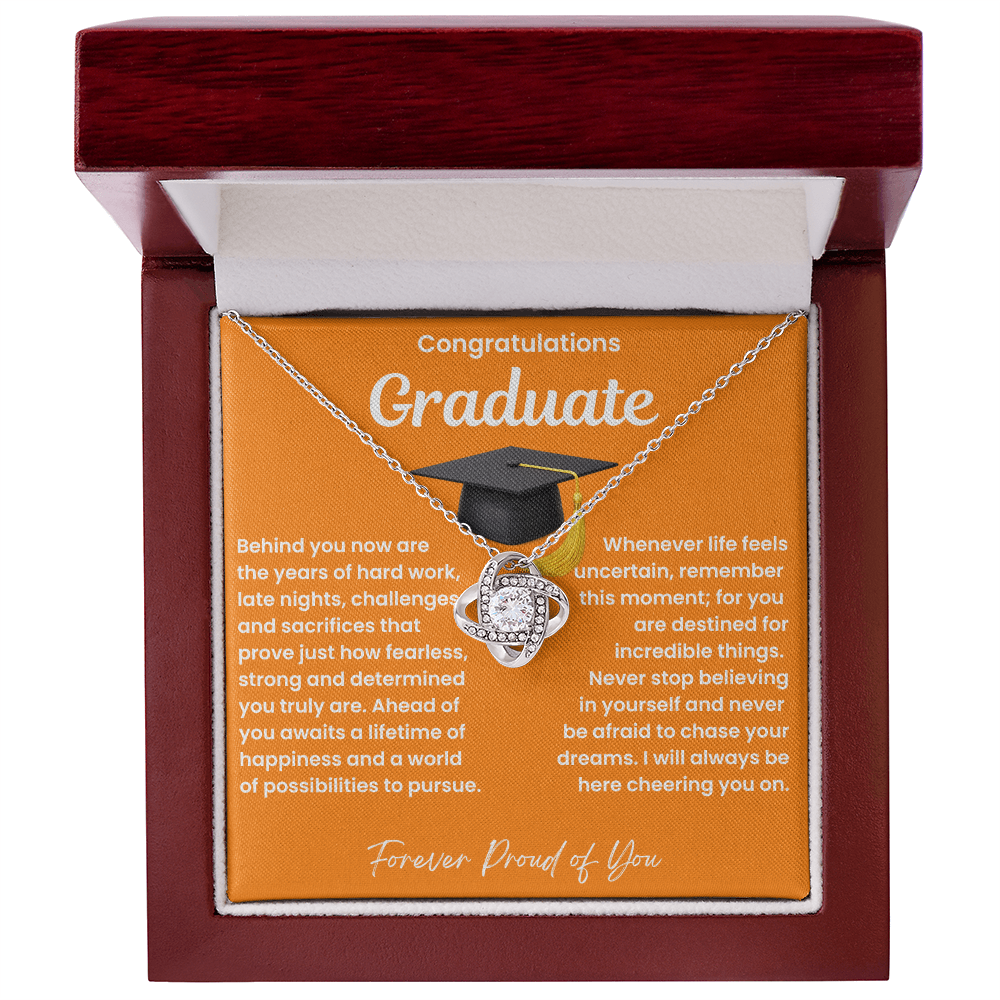 Congratulations Graduate-I Will Always Be Cheering You On-Love Knot Necklace