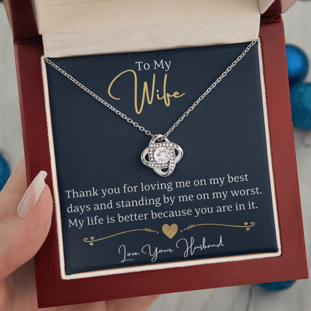 To My Wife - Love Knot Necklace - My Life Is Better