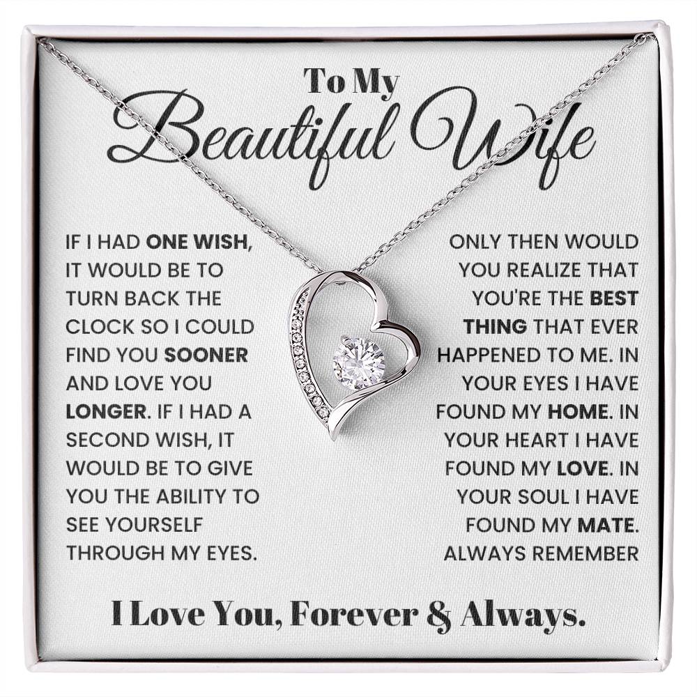 To My Beautiful Wife-Turn Back Time-Forever Love  Necklace