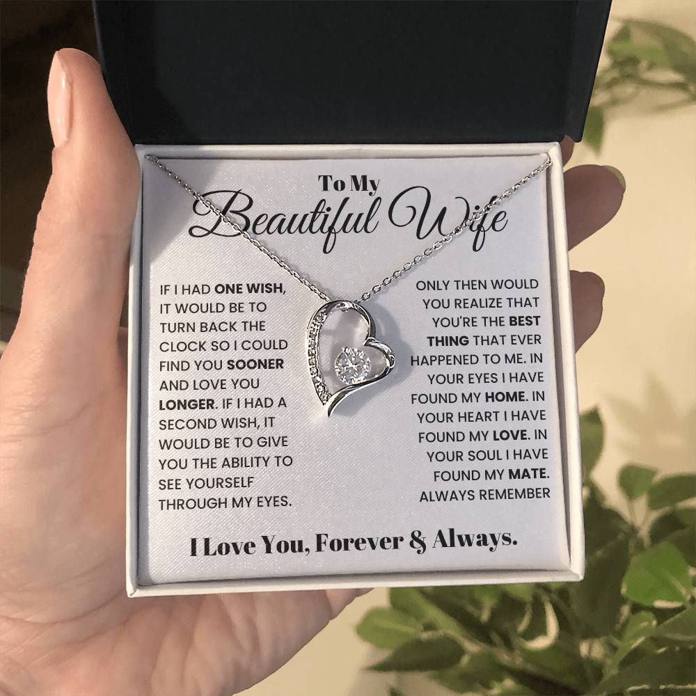 To My Beautiful Wife-Turn Back Time-Forever Love  Necklace