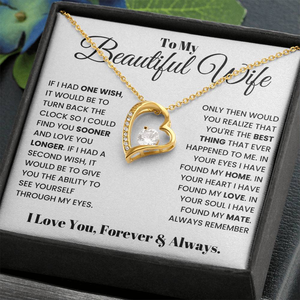 To My Beautiful Wife-Turn Back Time-Forever Love  Necklace