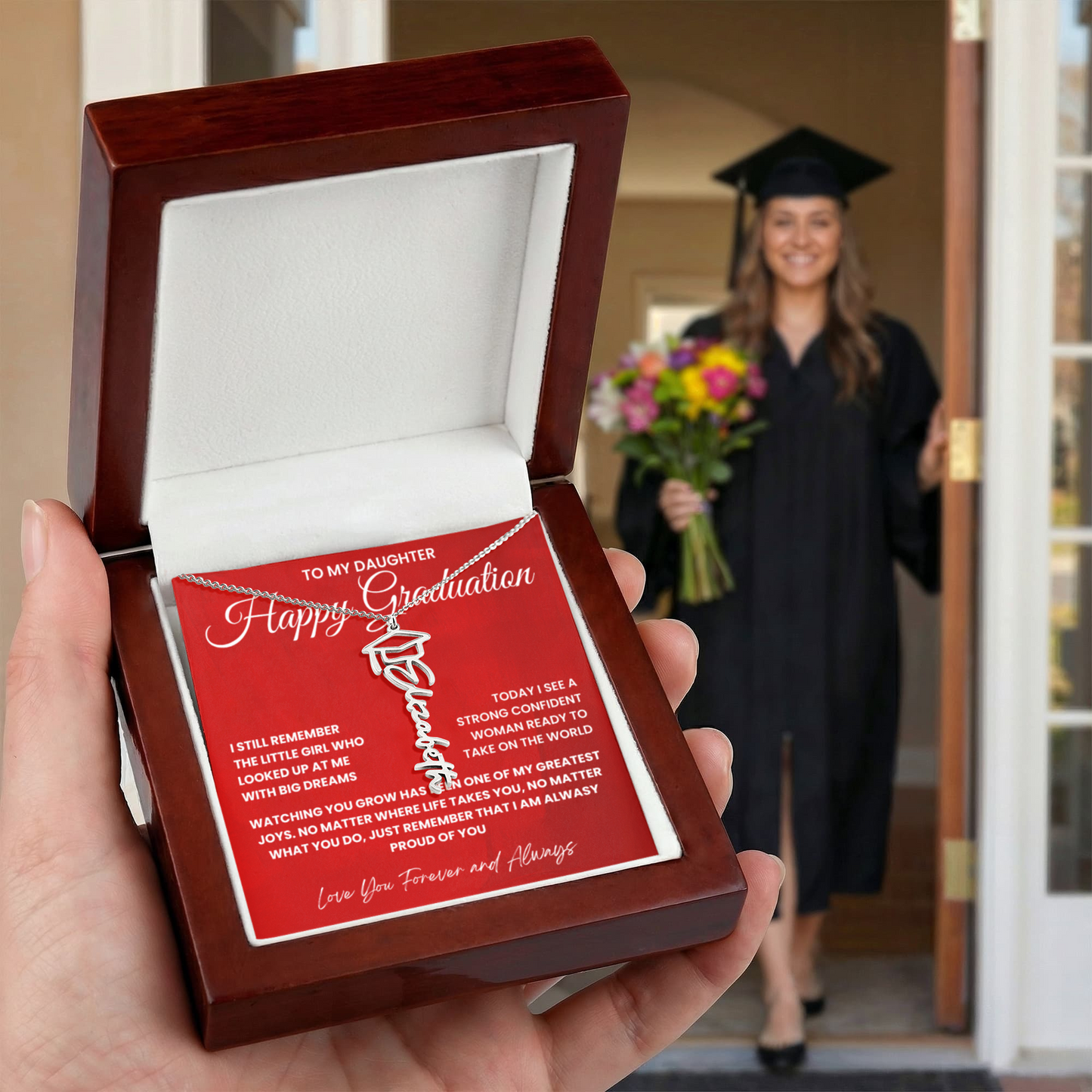 To My Daughter-Happy Graduation-Graduation Name Necklace