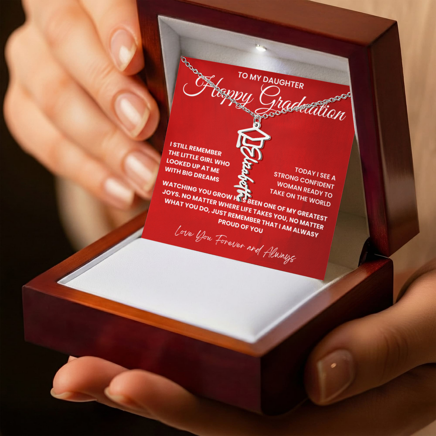 To My Daughter-Happy Graduation-Graduation Name Necklace
