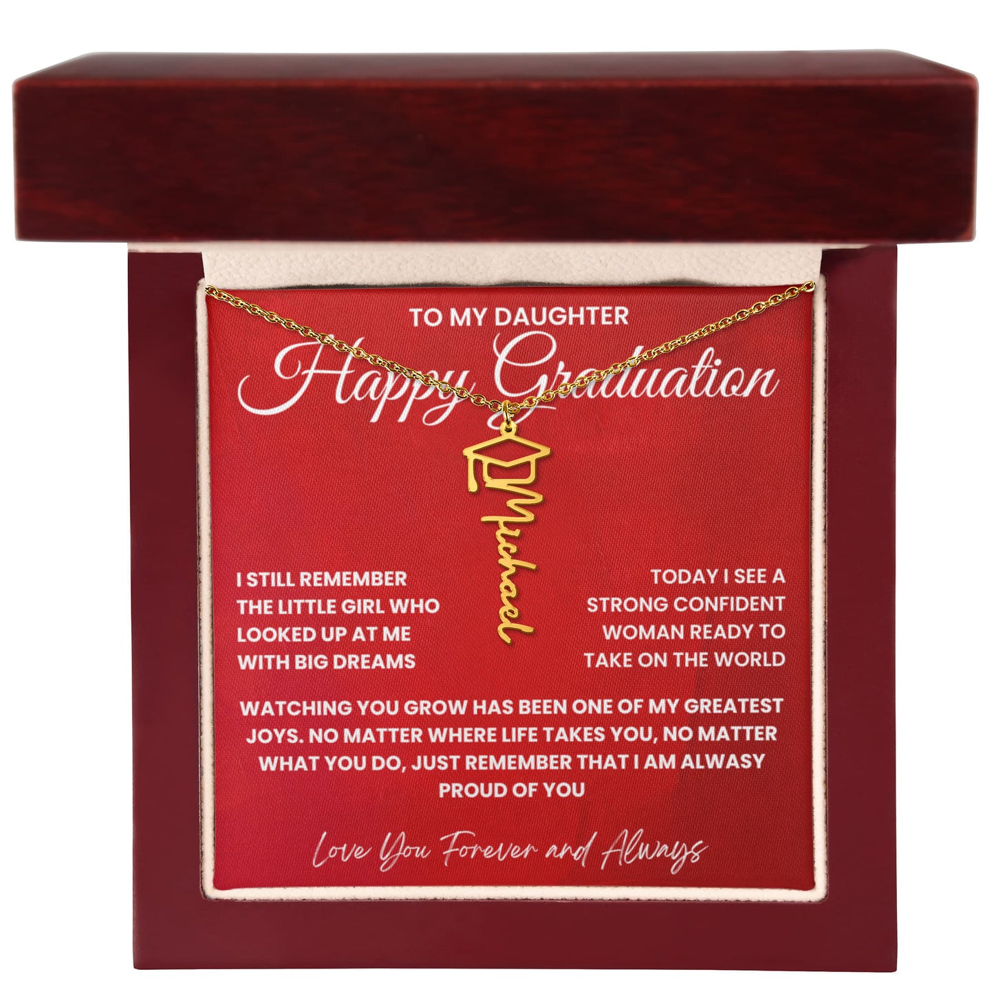 To My Daughter-Happy Graduation-Graduation Name Necklace