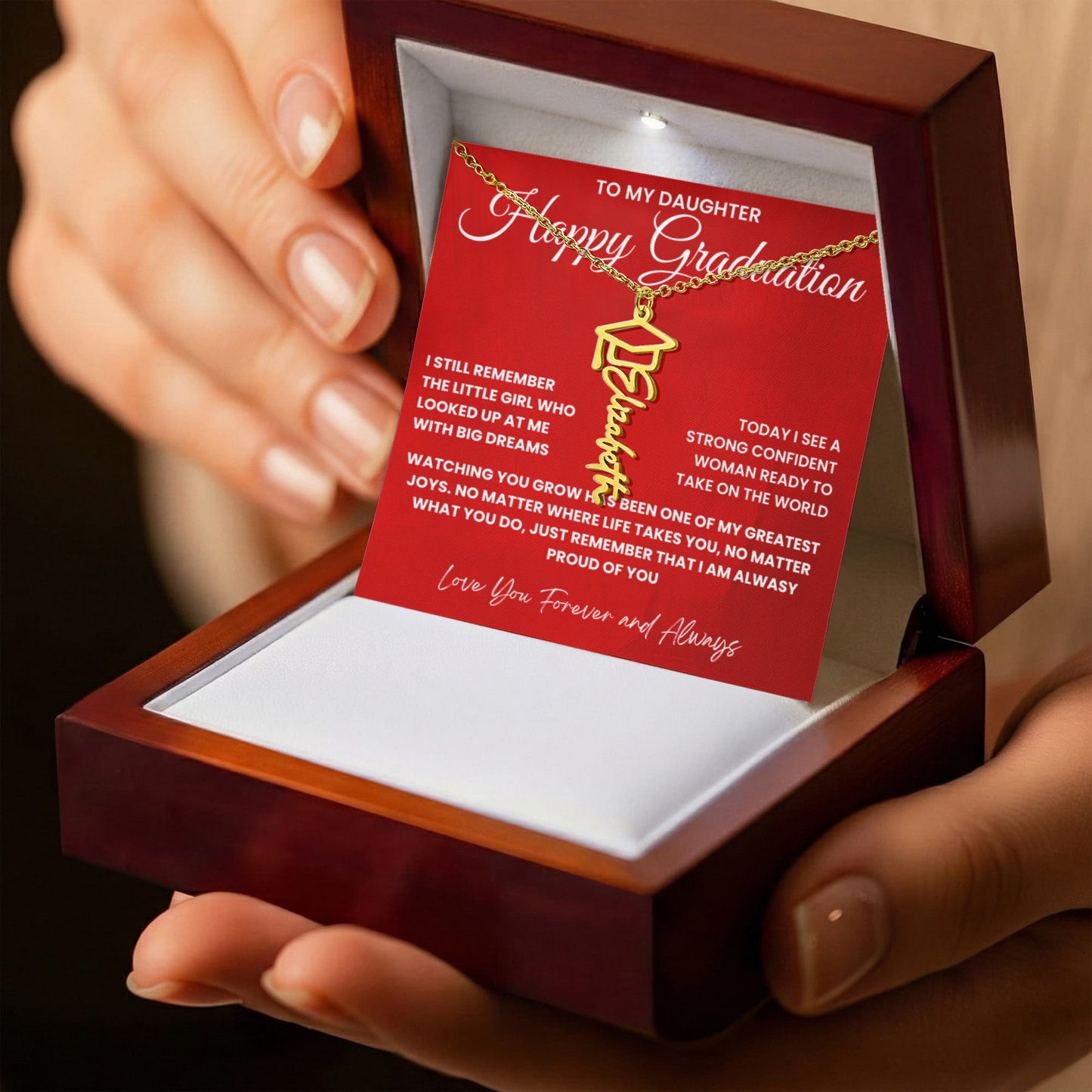 To My Daughter-Happy Graduation-Graduation Name Necklace